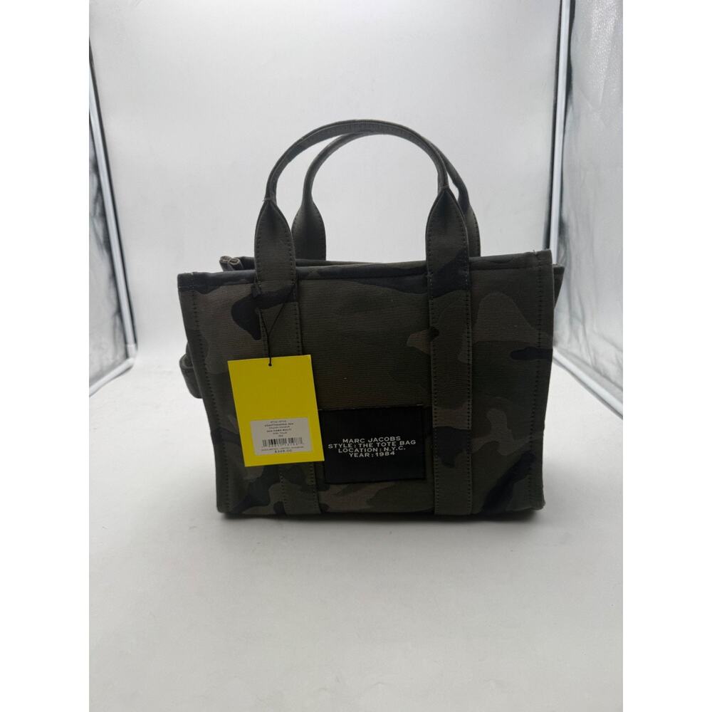 Marc Jacobs The Tote Bag Medium Camo Green Canvas Crossbody Strap WT - Picture 5 of 8